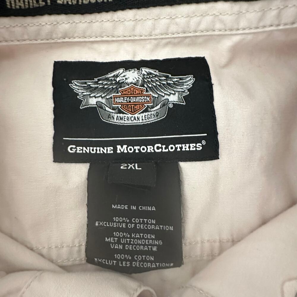 Harley-Davidson Men’s 100% Cotton Twill Graphic Long Sleeve Shirt Cream 2X - Picture 11 of 13